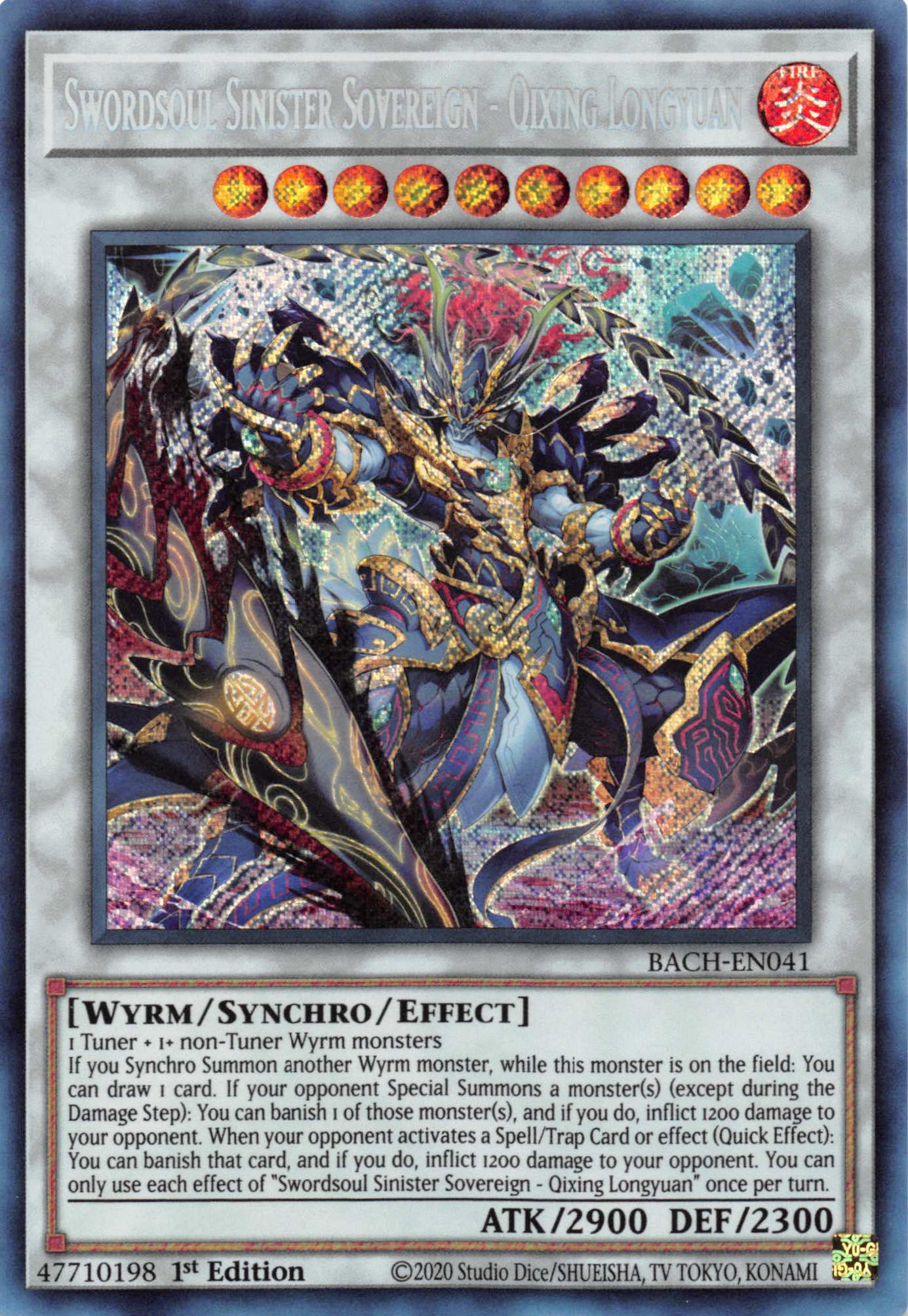 Swordsoul Sinister Sovereign - Qixing Longyuan [BACH-EN041] Secret Rare | Amazing Games TCG