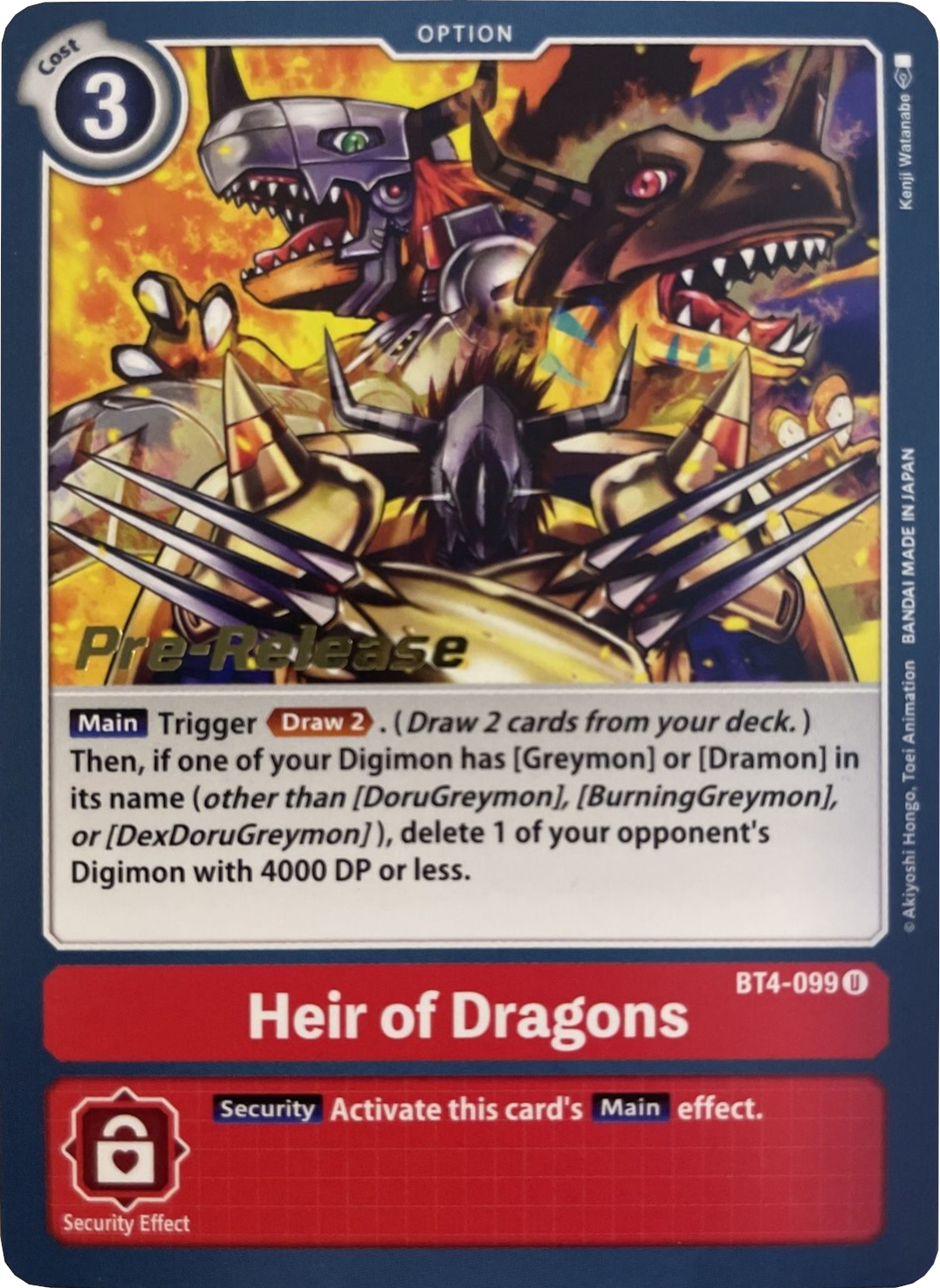 Heir of Dragons [BT4-099] [Great Legend Pre-Release Promos] | Amazing Games TCG