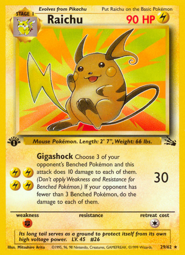 Raichu (29/62) [Fossil 1st Edition] | Amazing Games TCG