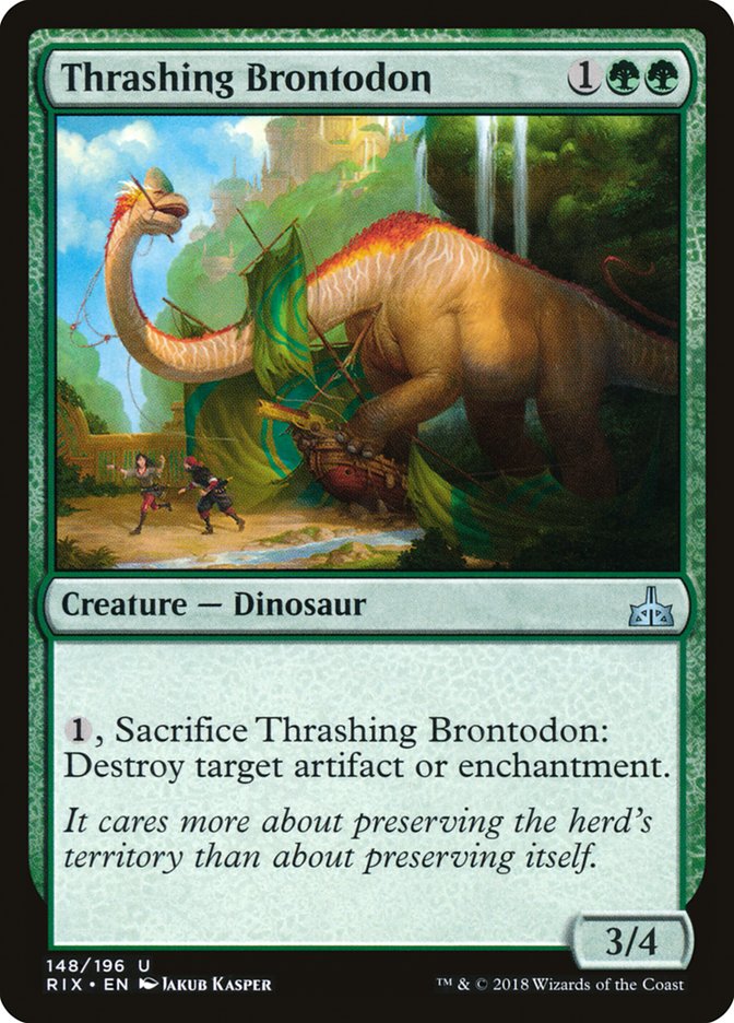 Thrashing Brontodon [Rivals of Ixalan] | Amazing Games TCG