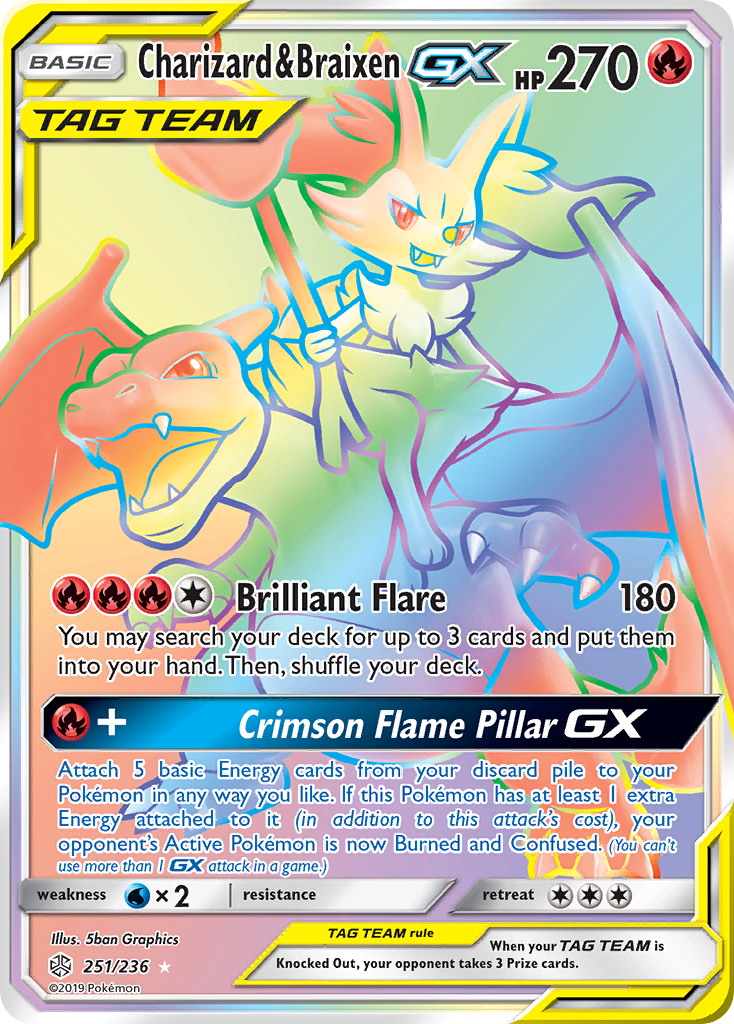 Charizard & Braixen GX (251/236) [Sun & Moon: Cosmic Eclipse] | Amazing Games TCG