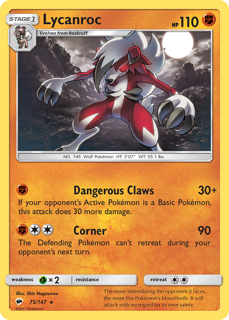 Lycanroc (75/147) [Sun & Moon: Burning Shadows] | Amazing Games TCG