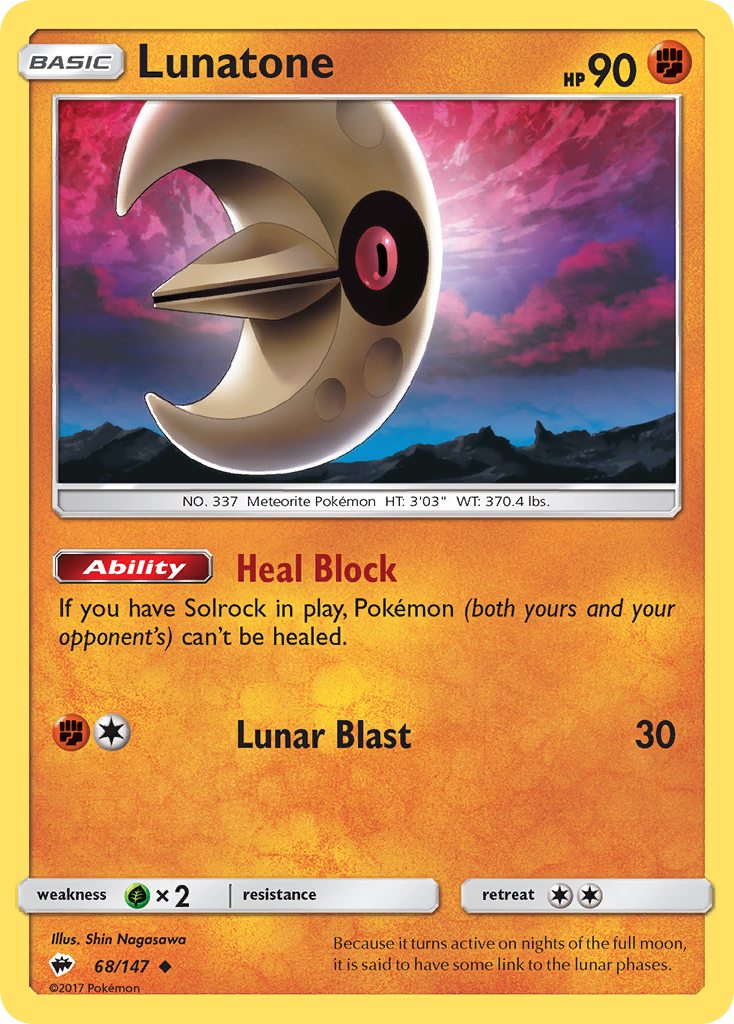 Lunatone (68/147) [Sun & Moon: Burning Shadows] | Amazing Games TCG