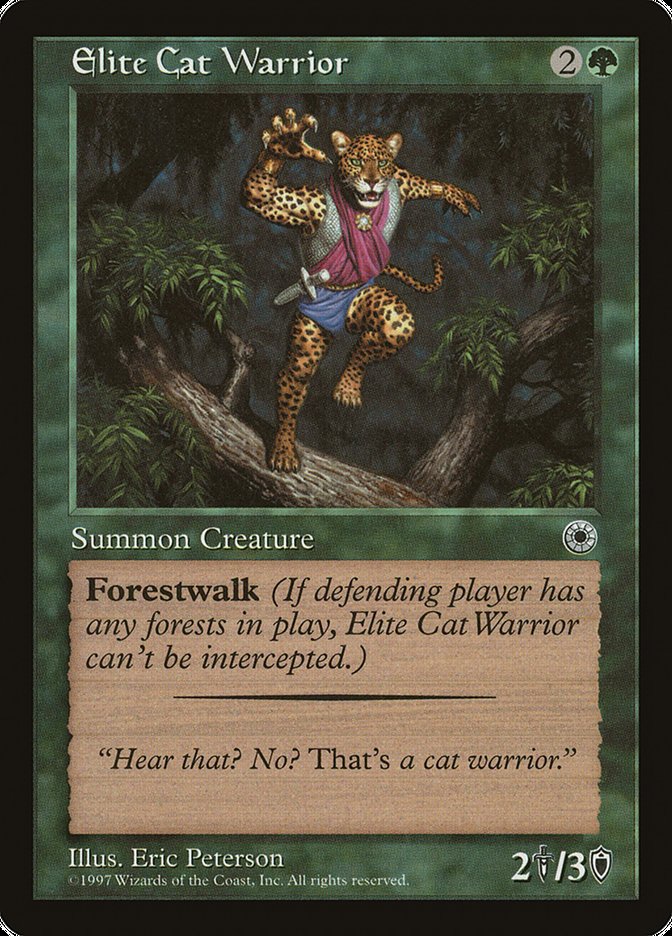 Elite Cat Warrior (With Flavor Text) [Portal] | Amazing Games TCG