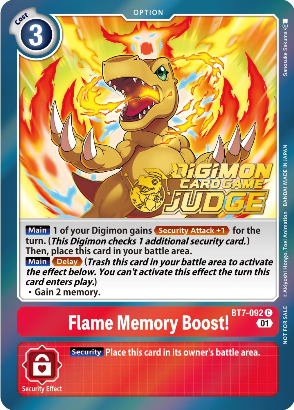 Flame Memory Boost! [BT7-092] (Judge Pack 3) [Next Adventure Promos] | Amazing Games TCG