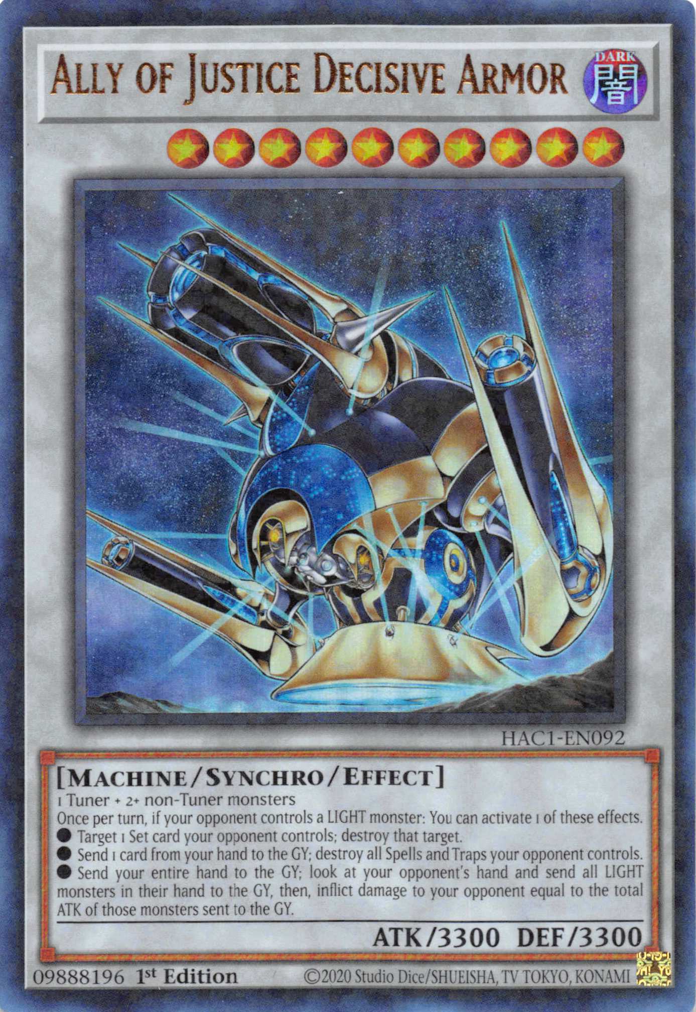 Ally of Justice Decisive Armor (Duel Terminal) [HAC1-EN092] Parallel Rare | Amazing Games TCG