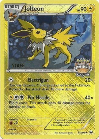 Jolteon (37/108) (Regional Championship 2013 Promo Staff) [Black & White: Dark Explorers] | Amazing Games TCG