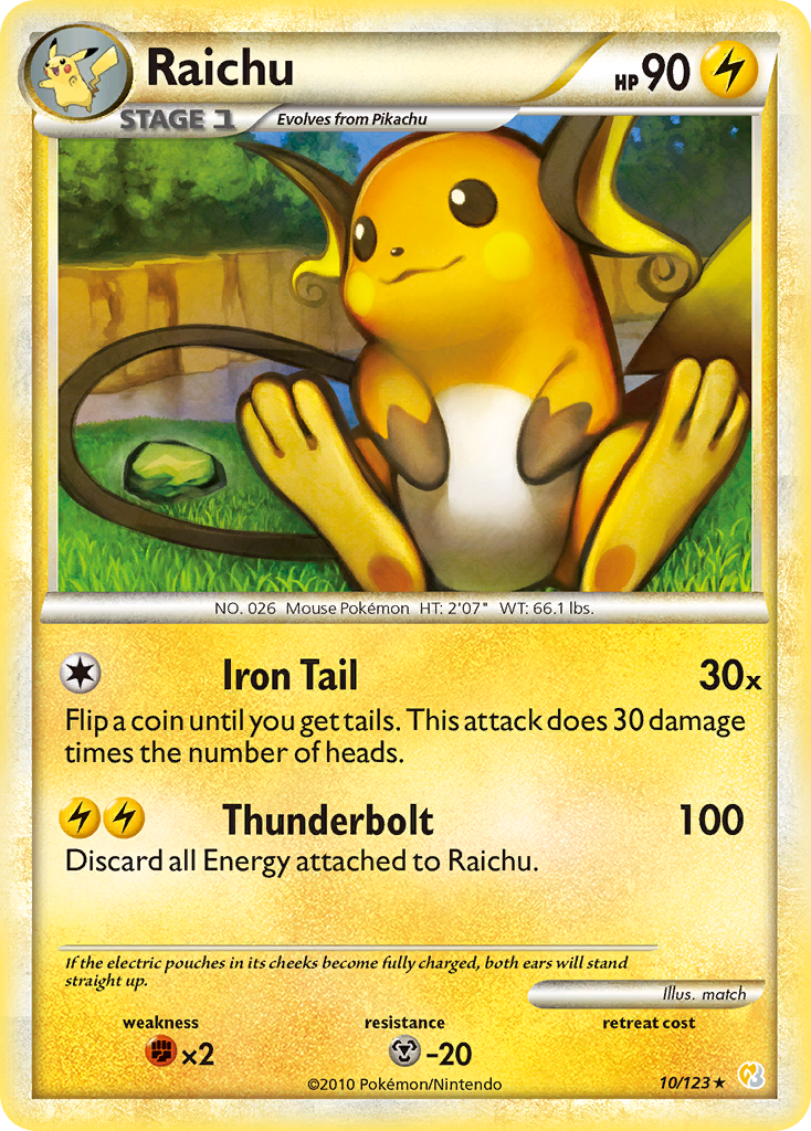 Raichu (10/123) [HeartGold & SoulSilver: Base Set] | Amazing Games TCG