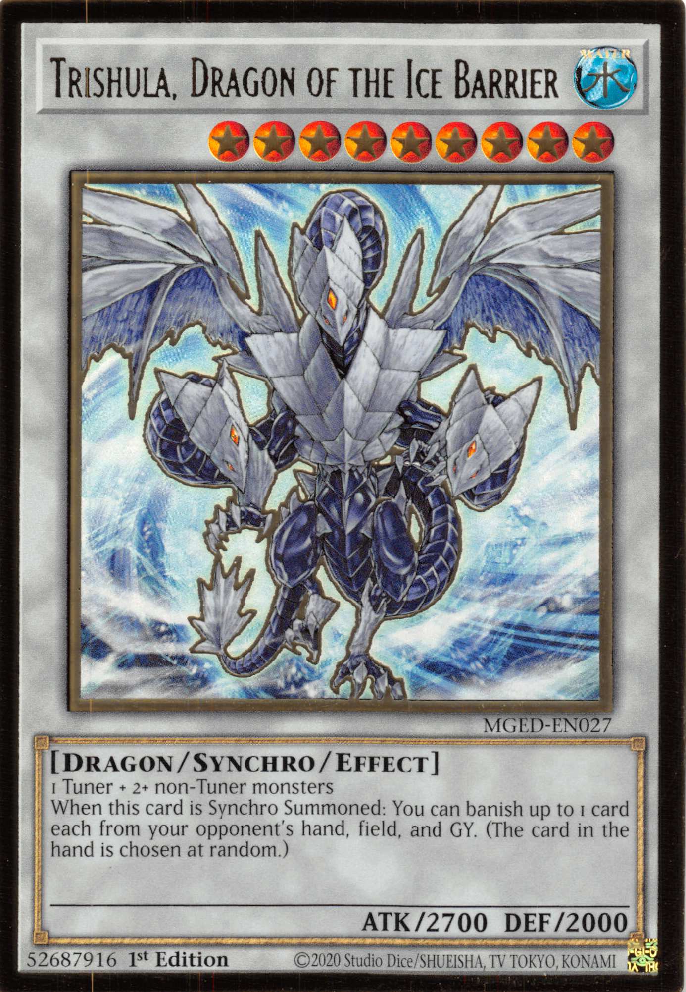 Trishula, Dragon of the Ice Barrier [MGED-EN027] Gold Rare | Amazing Games TCG