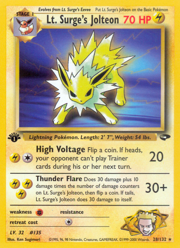 Lt. Surge's Jolteon (28/132) [Gym Challenge 1st Edition] | Amazing Games TCG