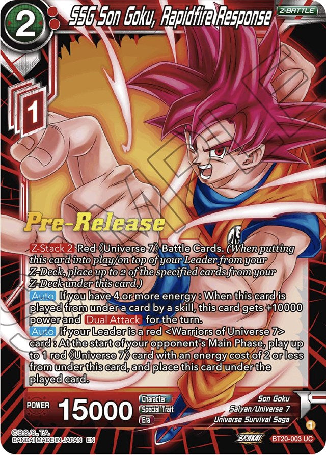 SSG Son Goku, Rapidfire Response (BT20-003) [Power Absorbed Prerelease Promos] | Amazing Games TCG