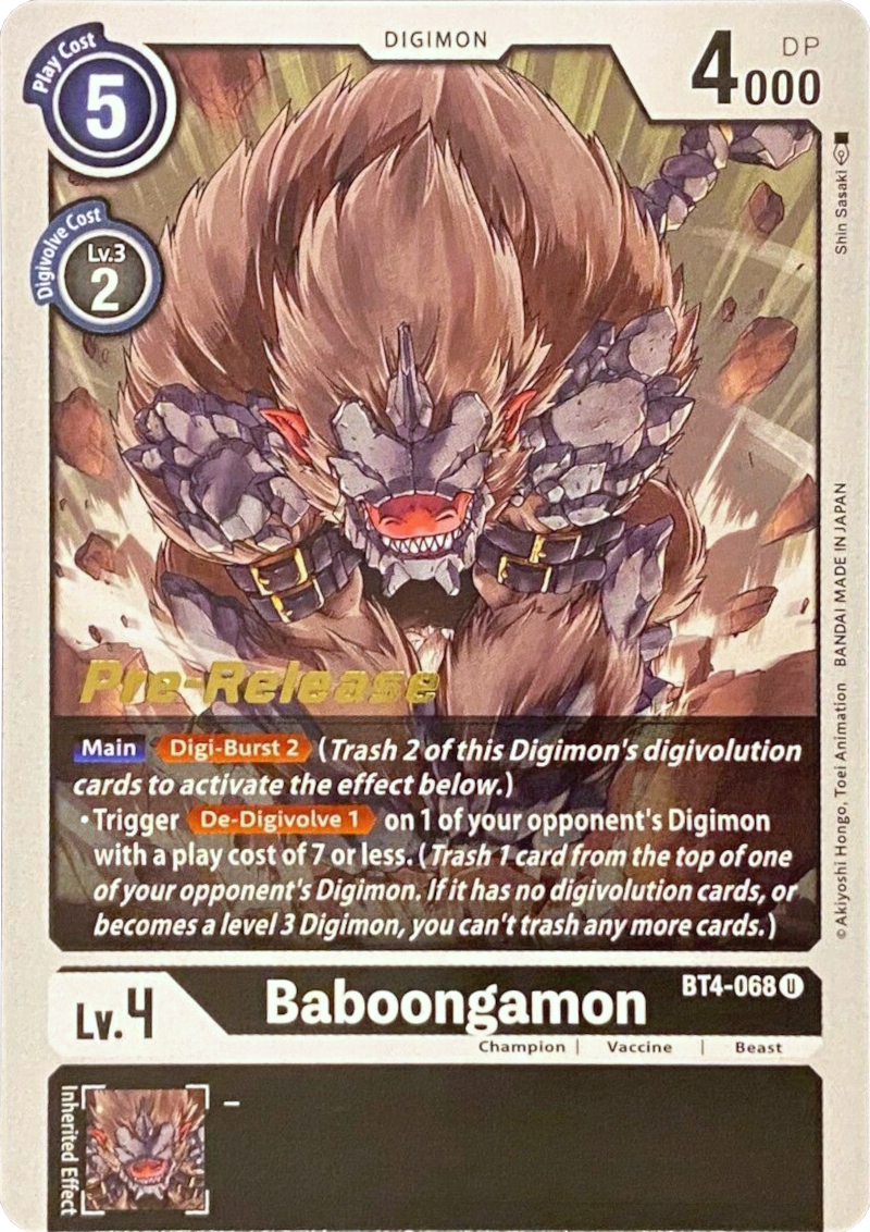Baboongamon [BT4-068] [Great Legend Pre-Release Promos] | Amazing Games TCG