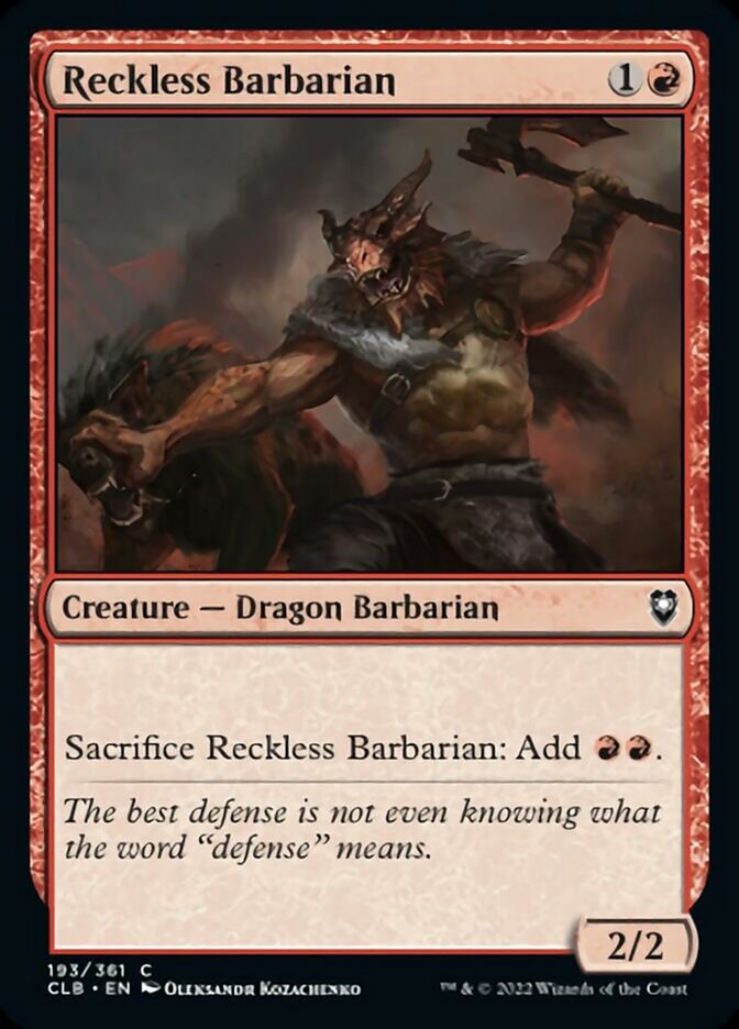 Reckless Barbarian [Commander Legends: Battle for Baldur's Gate] | Amazing Games TCG