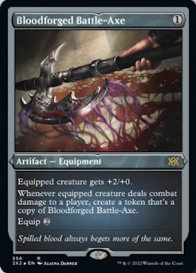 Bloodforged Battle-Axe (Foil Etched) [Double Masters 2022] | Amazing Games TCG