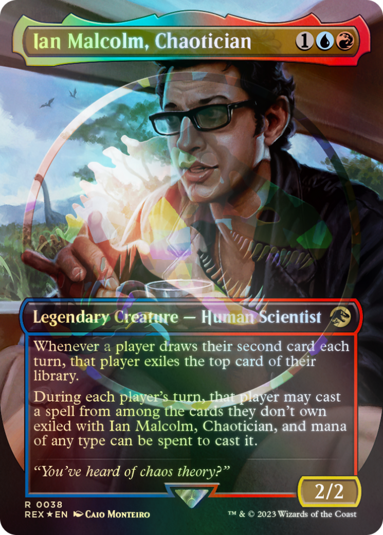 Ian Malcolm, Chaotician Emblem (Borderless) [Jurassic World Collection Tokens] | Amazing Games TCG