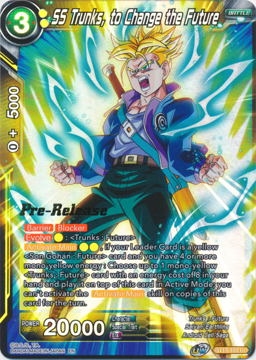 SS Trunks, to Change the Future (BT13-102) [Supreme Rivalry Prerelease Promos] | Amazing Games TCG