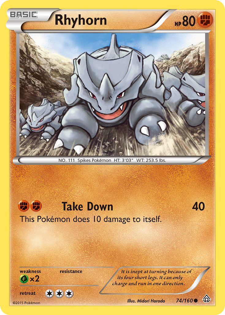 Rhyhorn (74/160) [XY: Primal Clash] | Amazing Games TCG