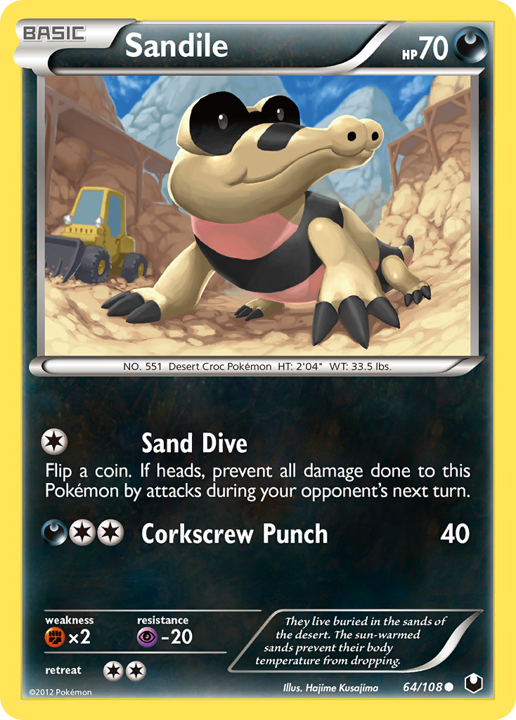 Sandile (64/108) [Black & White: Dark Explorers] | Amazing Games TCG