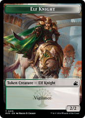 Elf Knight // Beast Double-Sided Token [Ravnica Remastered Tokens] | Amazing Games TCG