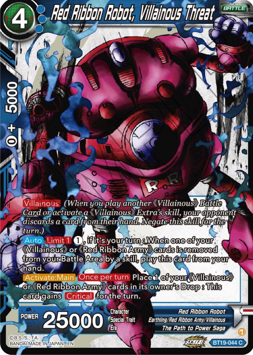 Red Ribbon Robot, Villainous threat (BT19-044) [Fighter's Ambition] | Amazing Games TCG