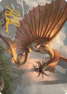 Ancient Gold Dragon Art Card (28) (Gold-Stamped Signature) [Commander Legends: Battle for Baldur's Gate Art Series] | Amazing Games TCG