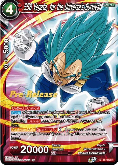 SSB Vegeta, for the Universe's Survival (BT16-012) [Realm of the Gods Prerelease Promos] | Amazing Games TCG