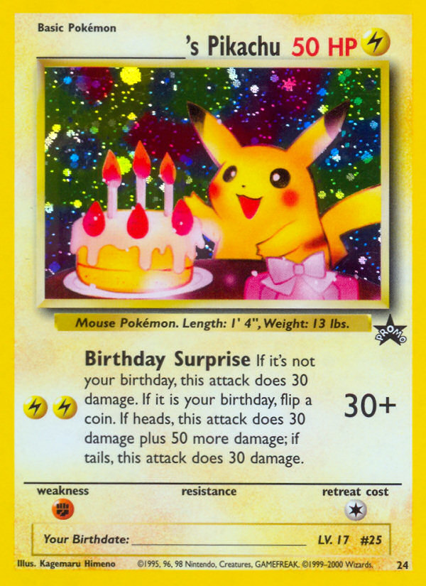 _____'s Pikachu (24) (Birthday Pikachu) [Wizards of the Coast: Black Star Promos] | Amazing Games TCG