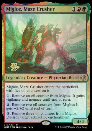 Migloz, Maze Crusher [Phyrexia: All Will Be One Prerelease Promos] | Amazing Games TCG