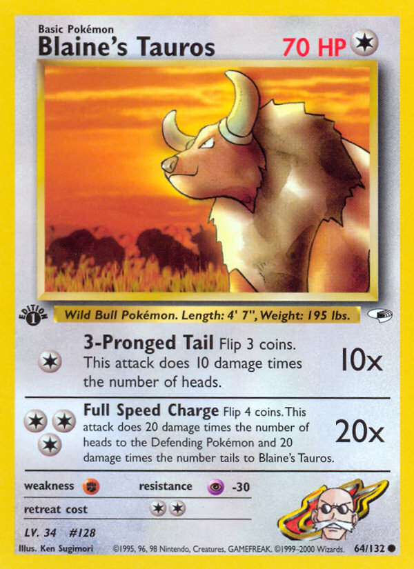 Blaine's Tauros (64/132) [Gym Heroes 1st Edition] | Amazing Games TCG