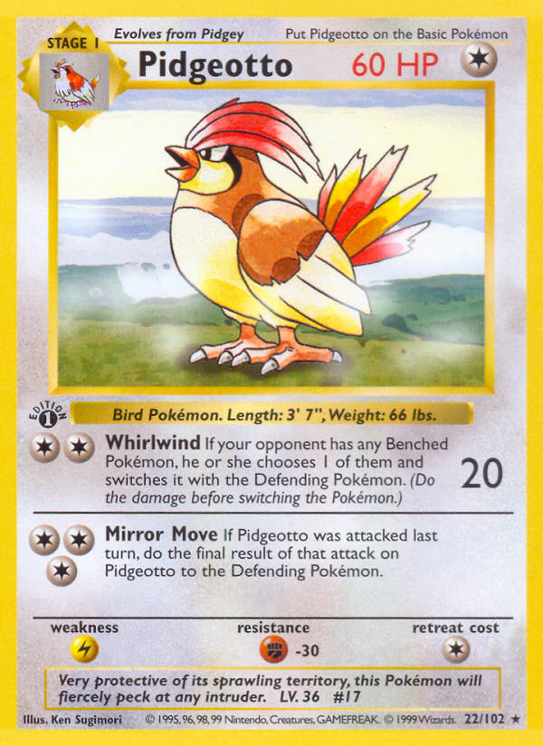 Pidgeotto (22/102) (Shadowless) [Base Set 1st Edition] | Amazing Games TCG