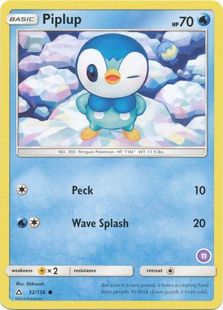 Piplup (32/156) (Deck Exclusive #11) [Sun & Moon: Trainer Kit - Alolan Sandslash] | Amazing Games TCG