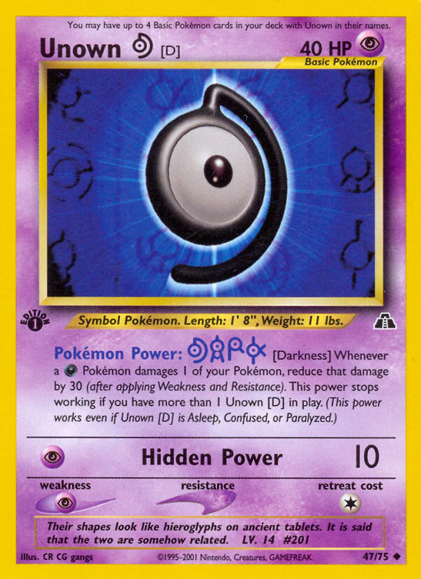 Unown [D] (47/75) [Neo Discovery 1st Edition] | Amazing Games TCG
