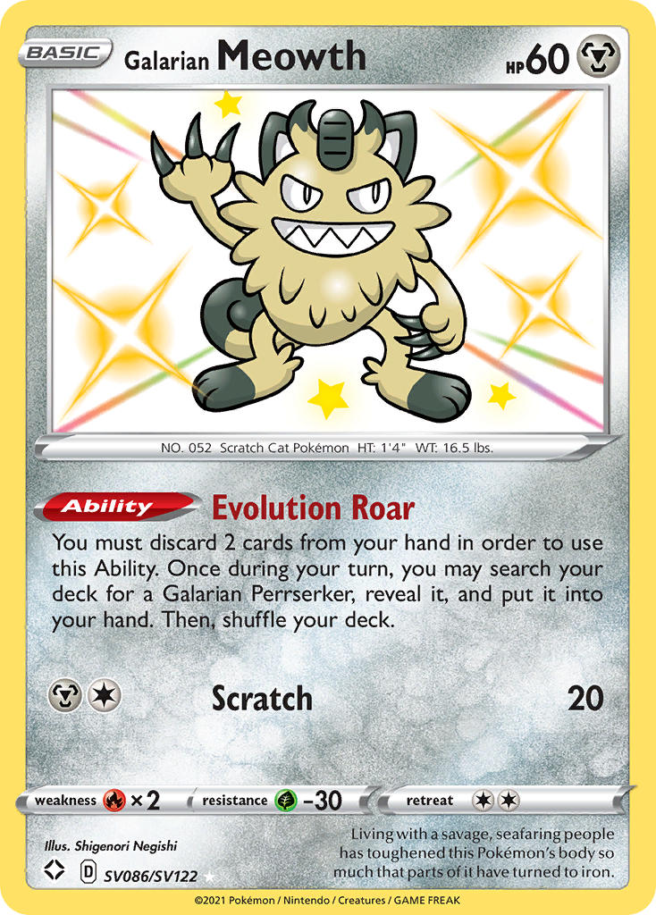 Galarian Meowth (SV086/SV122) [Sword & Shield: Shining Fates] | Amazing Games TCG