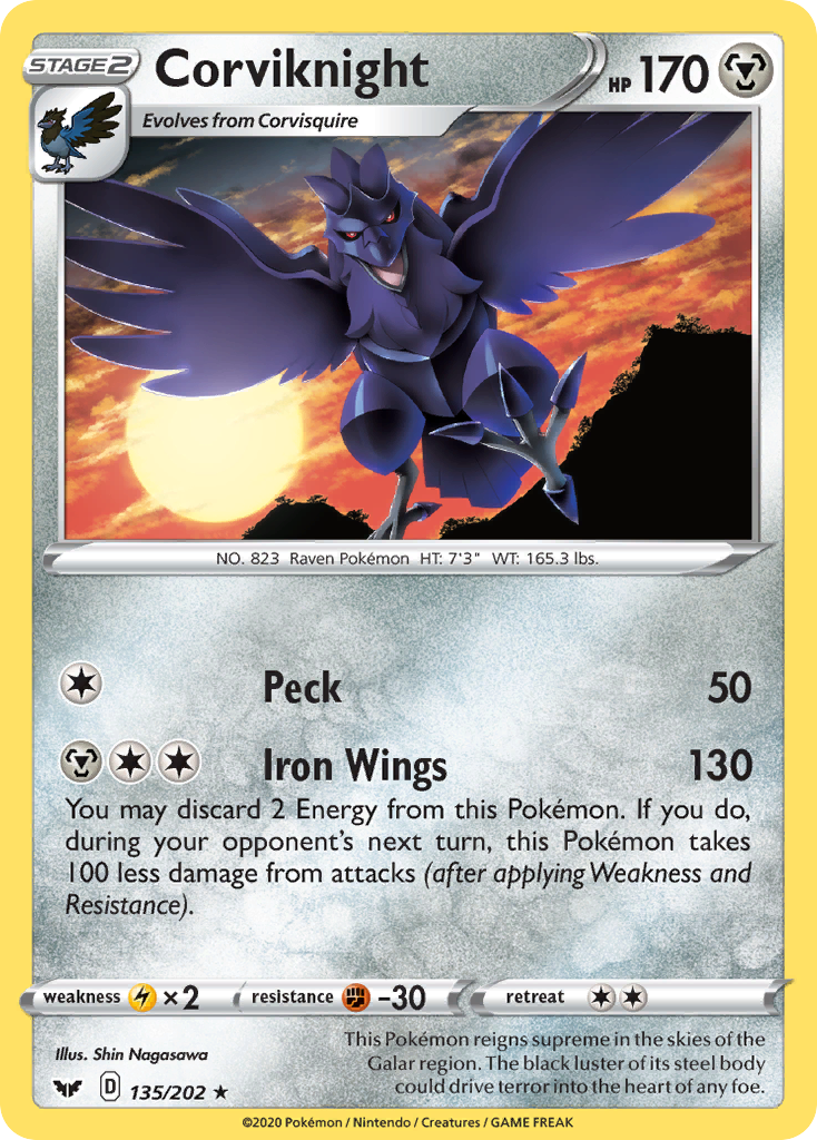 Corviknight (135/202) [Sword & Shield: Base Set] | Amazing Games TCG