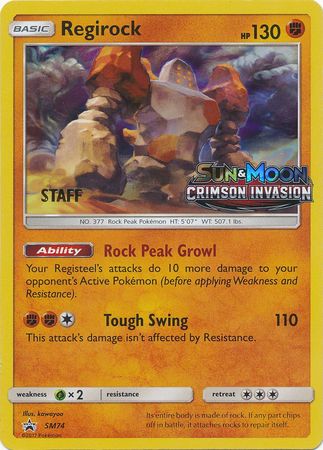 Regirock (SM74) (Staff Prerelease Promo) [Sun & Moon: Black Star Promos] | Amazing Games TCG