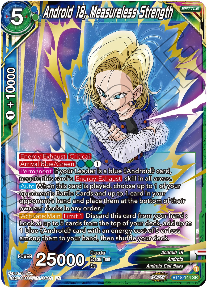 Android 18, Measureless Strength (BT18-144) [Dawn of the Z-Legends] | Amazing Games TCG