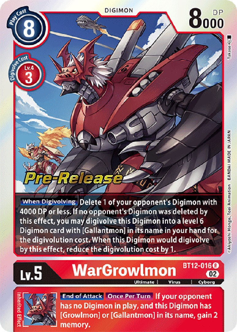 WarGrowlmon [BT12-016] [Across Time Pre-Release Cards] | Amazing Games TCG