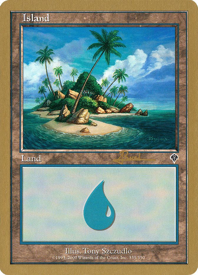 Island (ar335a) (Antoine Ruel) [World Championship Decks 2001] | Amazing Games TCG