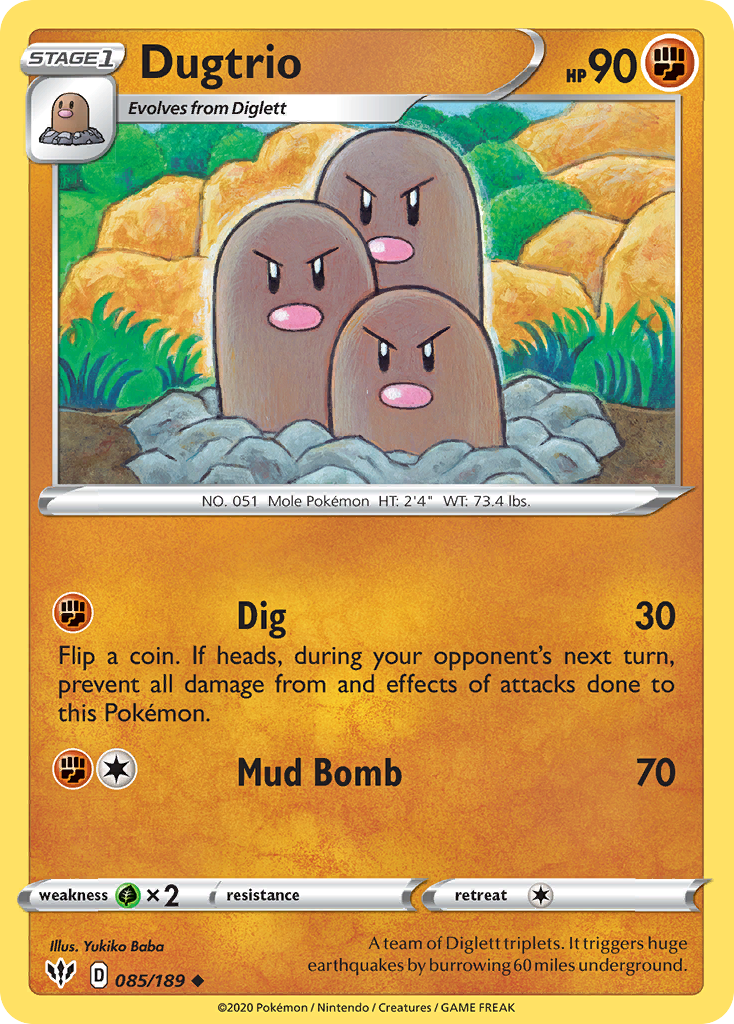 Dugtrio (085/189) [Sword & Shield: Darkness Ablaze] | Amazing Games TCG