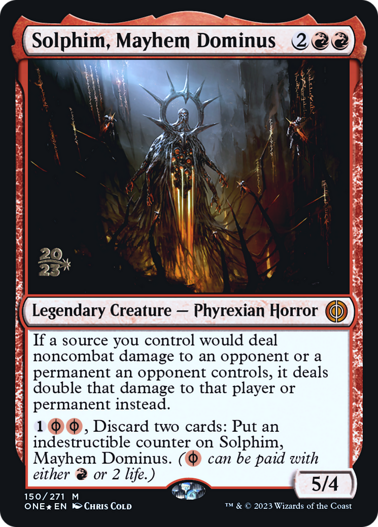 Solphim, Mayhem Dominus [Phyrexia: All Will Be One Prerelease Promos] | Amazing Games TCG