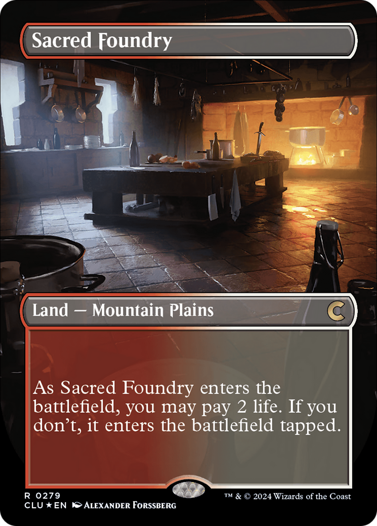 Sacred Foundry (Borderless) [Ravnica: Clue Edition] | Amazing Games TCG