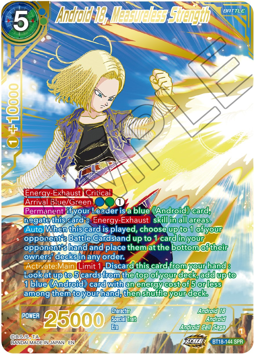 Android 18, Measureless Strength (SPR) (BT18-144) [Dawn of the Z-Legends] | Amazing Games TCG