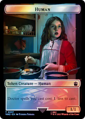 Human (0037) // Dinosaur Double-Sided Token (Surge Foil) [Doctor Who Tokens] | Amazing Games TCG