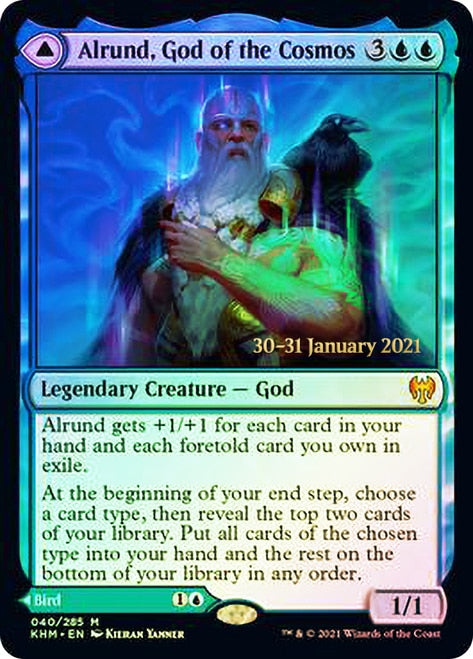 Alrund, God of the Cosmos // Hakka, Whispering Raven  [Kaldheim Prerelease Promos] | Amazing Games TCG