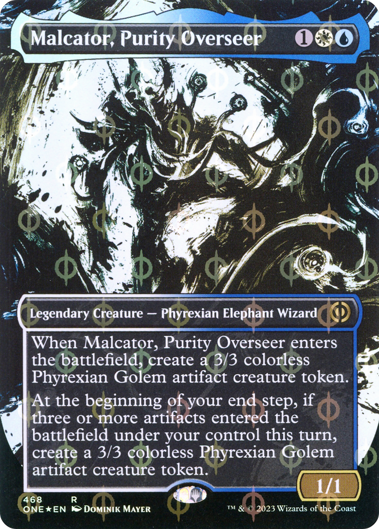 Malcator, Purity Overseer (Borderless Ichor Step-and-Compleat Foil) [Phyrexia: All Will Be One] | Amazing Games TCG