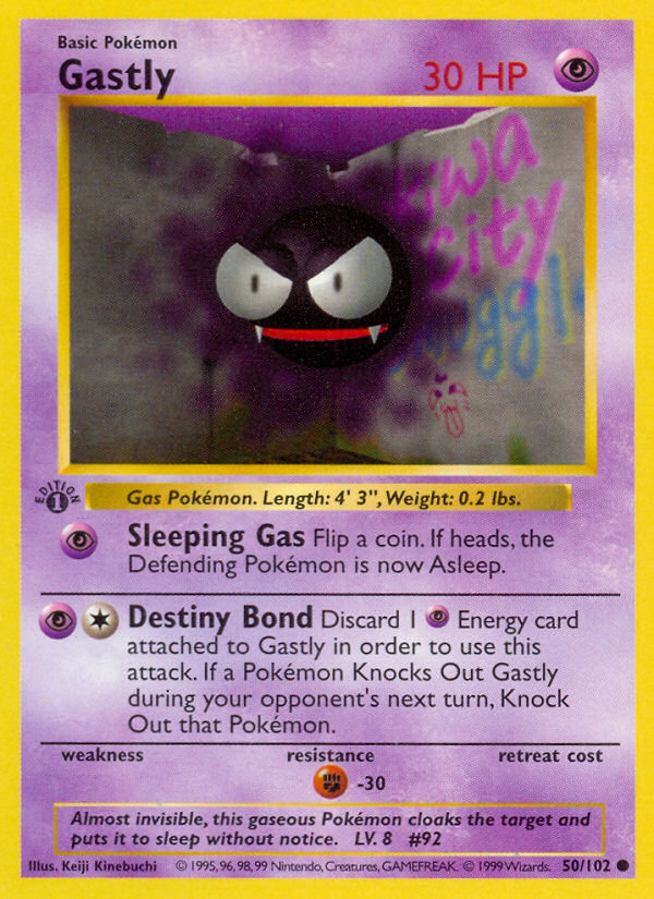 Gastly (50/102) (Shadowless) [Base Set 1st Edition] | Amazing Games TCG