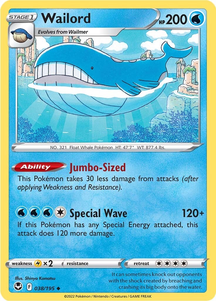 Wailord (038/195) [Sword & Shield: Silver Tempest] | Amazing Games TCG