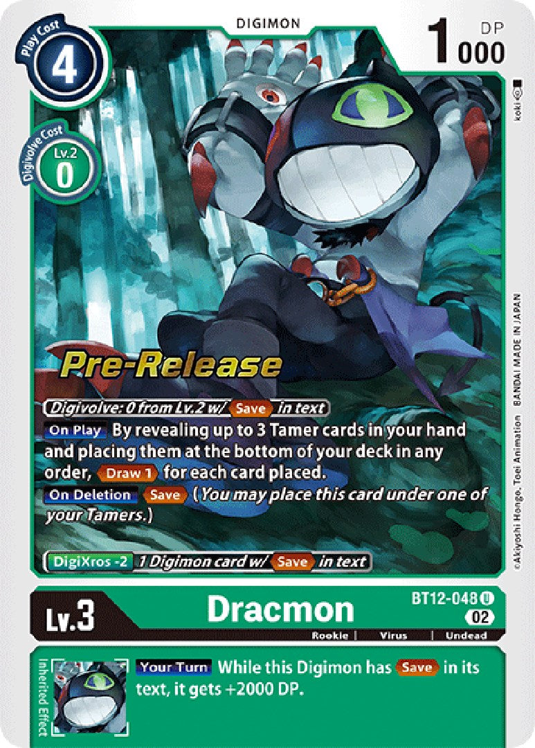 Dracmon [BT12-048] [Across Time Pre-Release Cards] | Amazing Games TCG