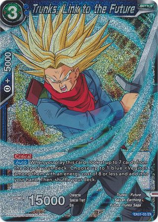 Trunks, Link to the Future (Foil) (EX01-03) [Mighty Heroes] | Amazing Games TCG