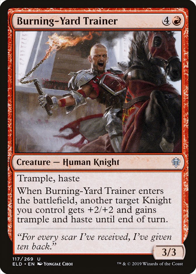 Burning-Yard Trainer [Throne of Eldraine] | Amazing Games TCG